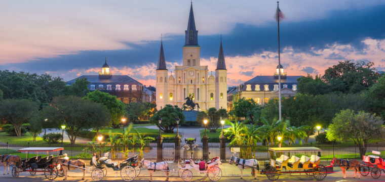 New Orleans, Louisiana at Jackson Square New Orleans, Louisiana, USA view at Jackson Square at night.